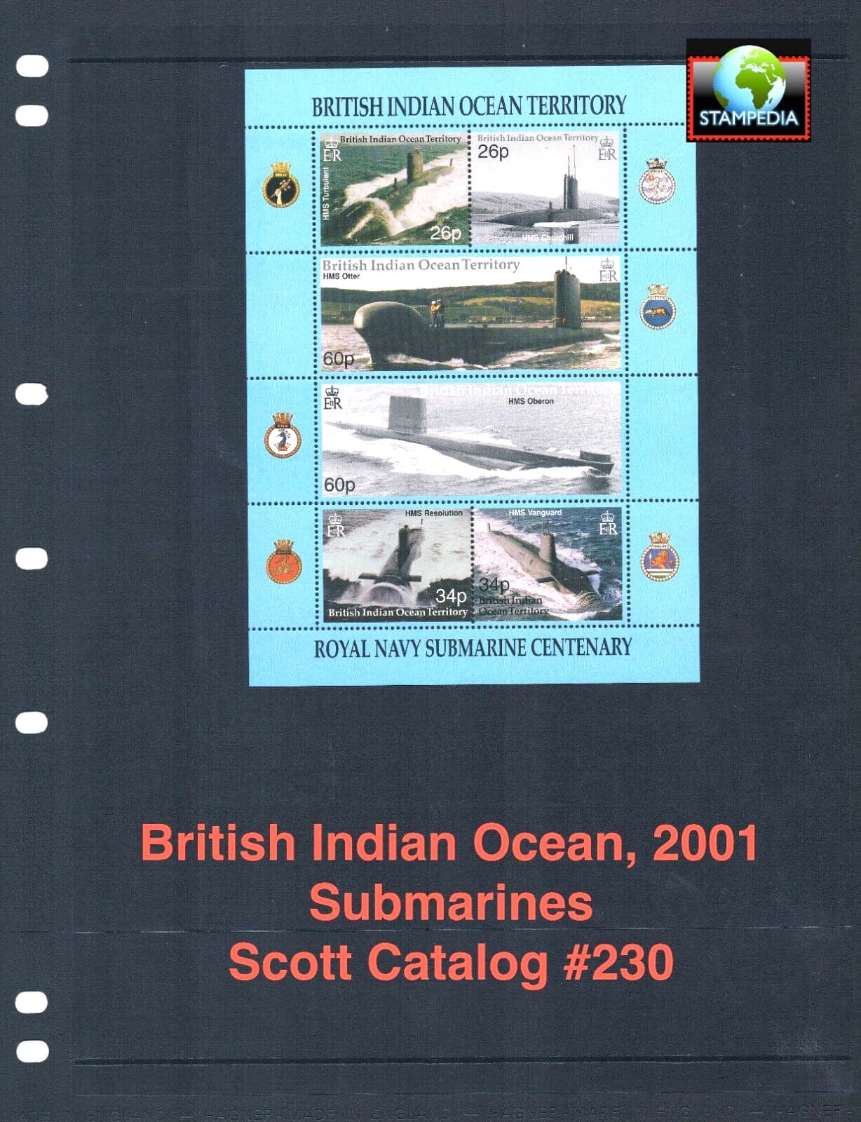 $17.00 Scott Value - 2001 BIOT BR INDIAN OCEAN Submarines s/s British MNH NH UMM