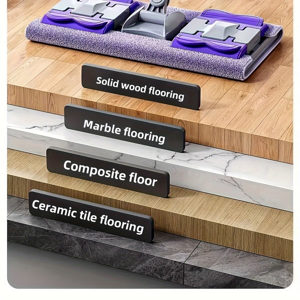 Extra Large Stainless Steel Flat Mop Set 2 Reusable Pads for Home Cleaning 5