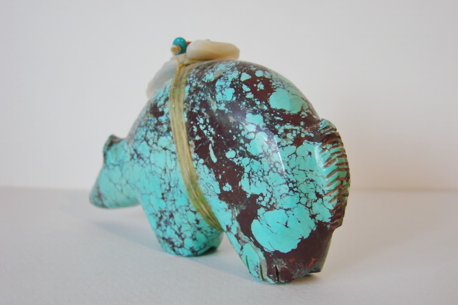 Vintage Zuni Fetish Pilot Mtn Turquoise Bear Carving By Pete (d.) & Dinah Gasper 6