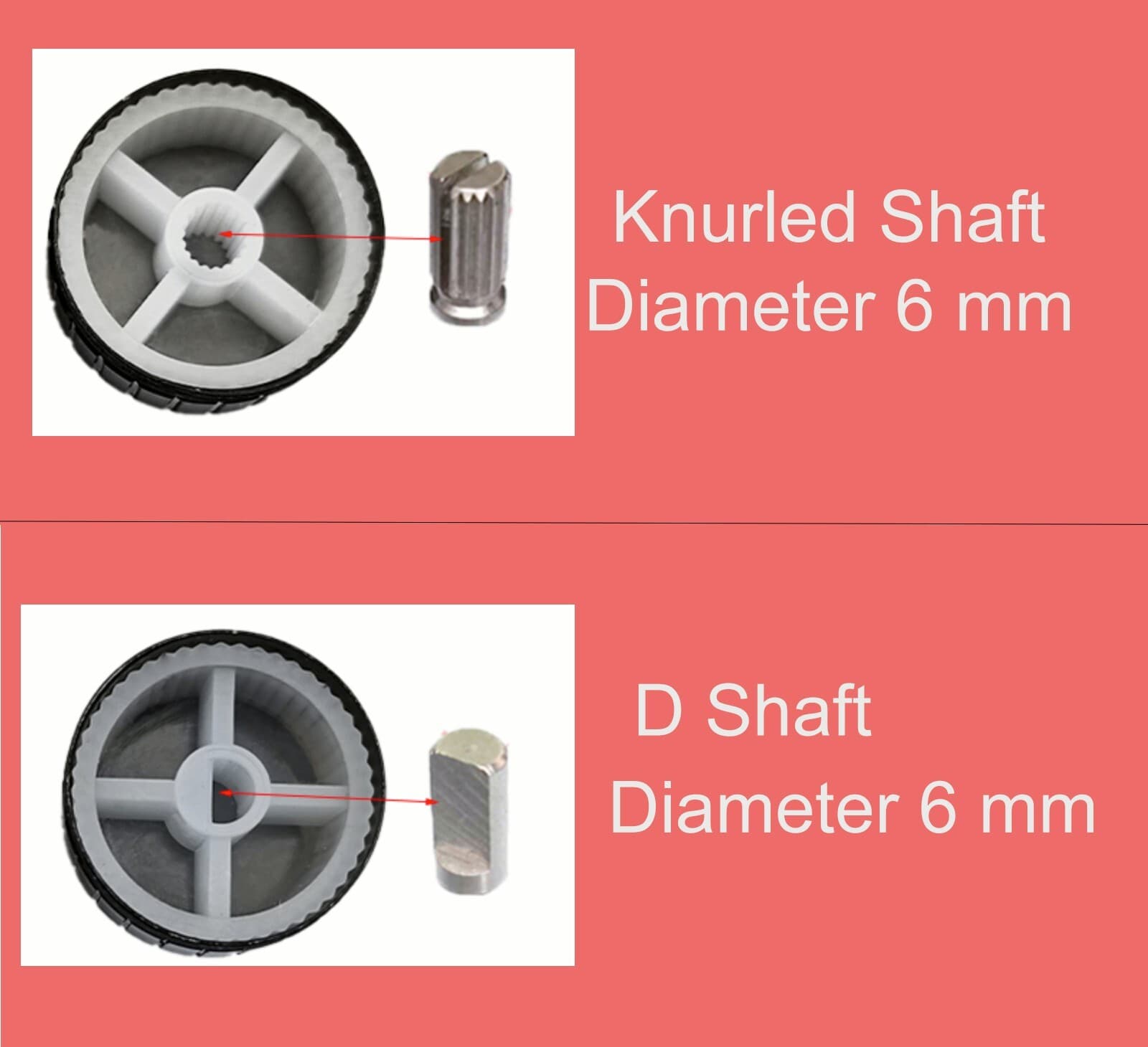 6pcs Volume Control Rotary Knobs for 6mm Dia Knurled D Shaft Potentiometer 2