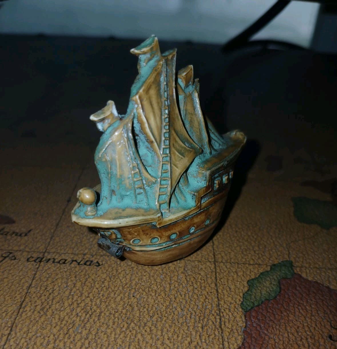 Sewing Vintage Figural Celluloid Tape Measure Sailing Boat Ship Pirate Schooner