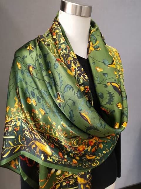 Women Square 100% Mulberry Silk Scarf Vintage Shawl Print Hand Rolled Gift 180cm 3