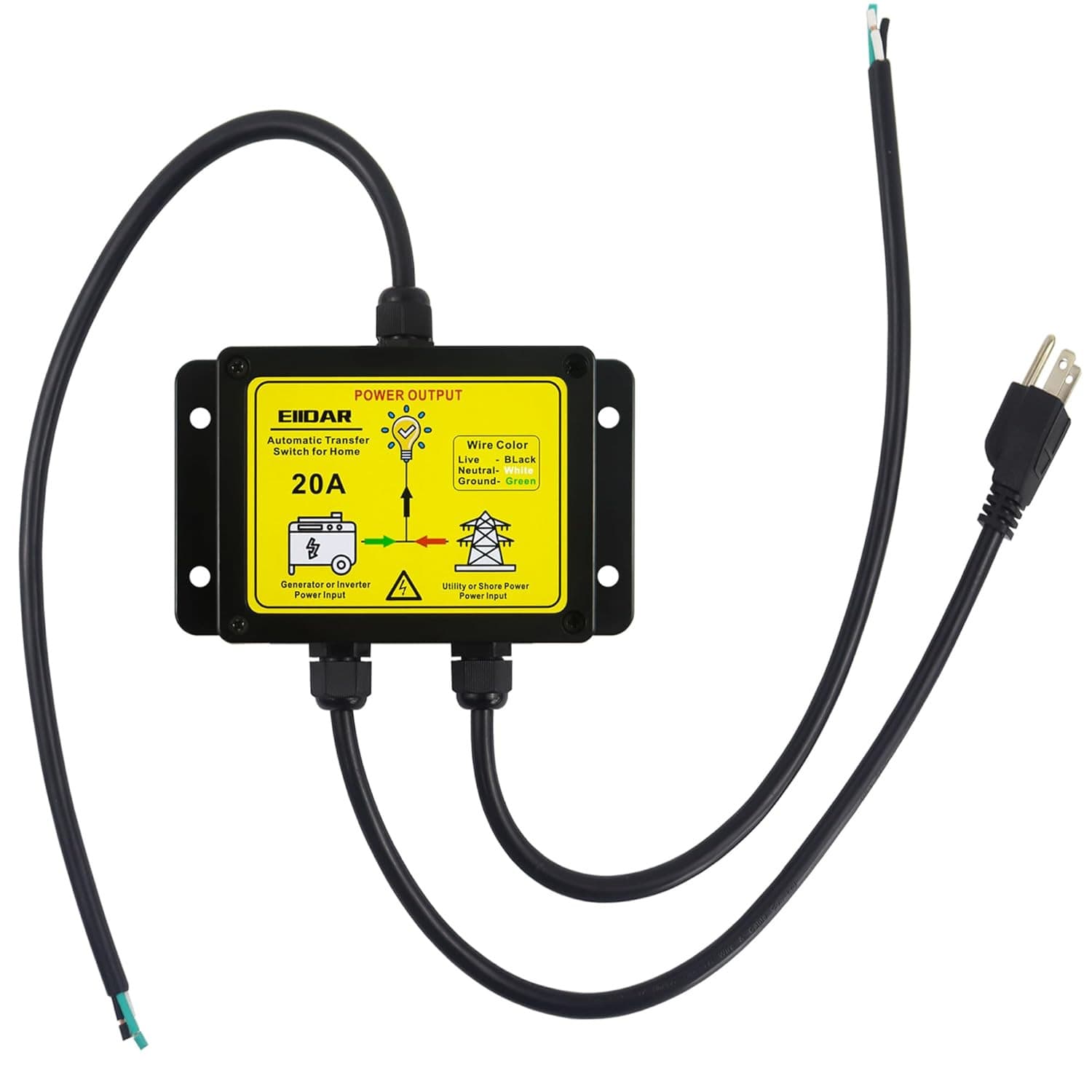 ATS AC120V 20 Amp Auto Transfer Switch，Transfer Switch for Home Generator，Automa 2