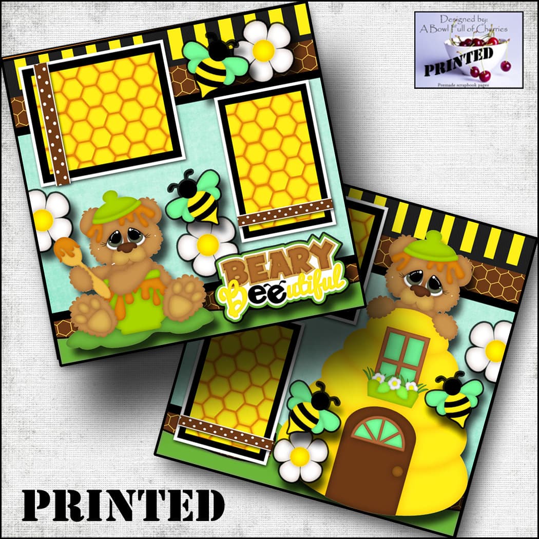 BEE-UTIFUL girl 2 PRINTED Premade Scrapbook Pages paper album layout BABY CHERRY