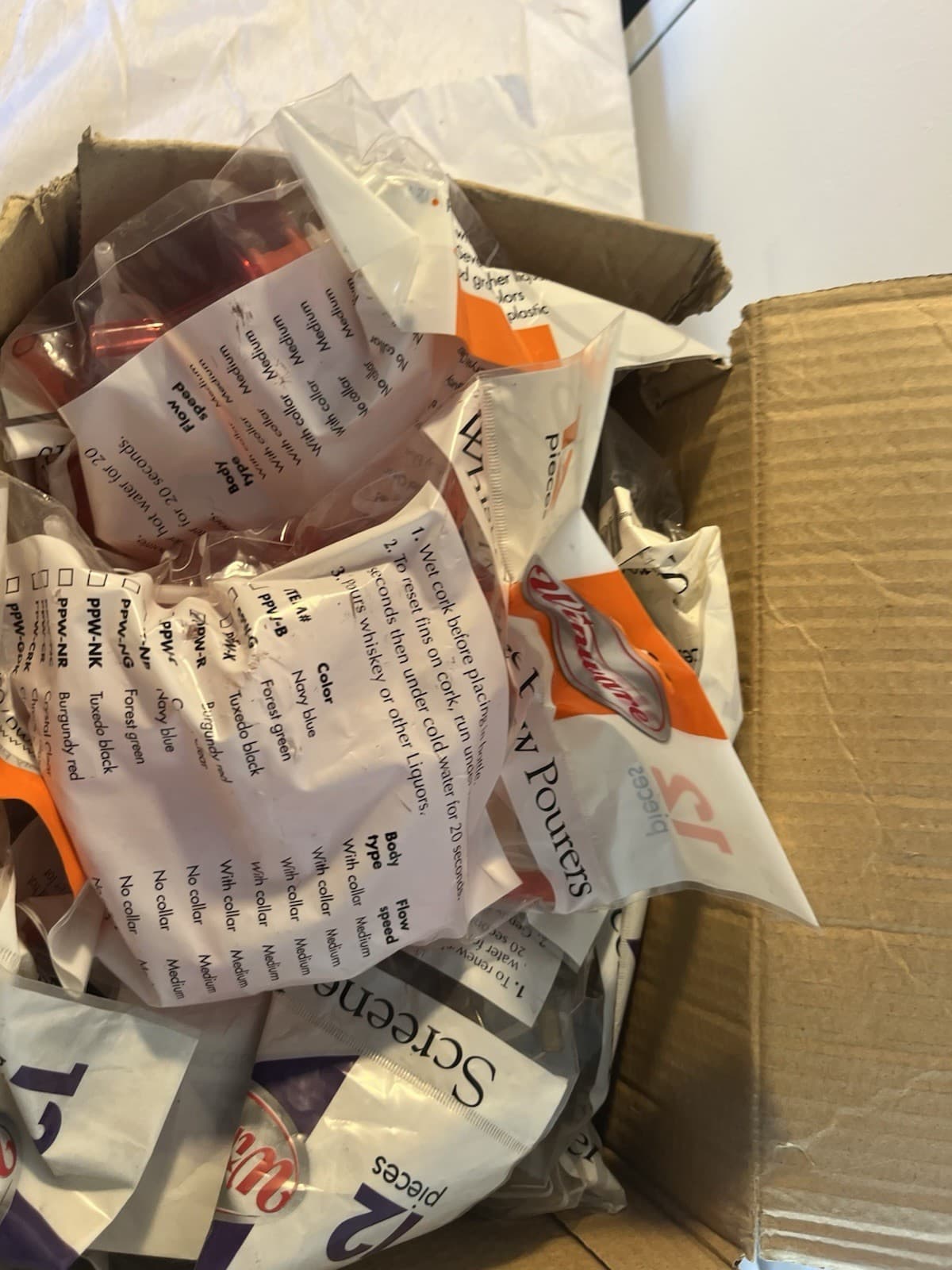 144 Winco PP-SAM Amber Liquor Bottle Screened Pourers (12x12 Bulk Pack) New 4