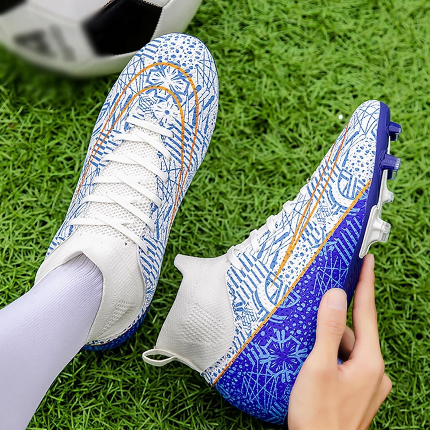 Men's Unbranded Soccer Cleats High-Top Athletic Football Shoes 4