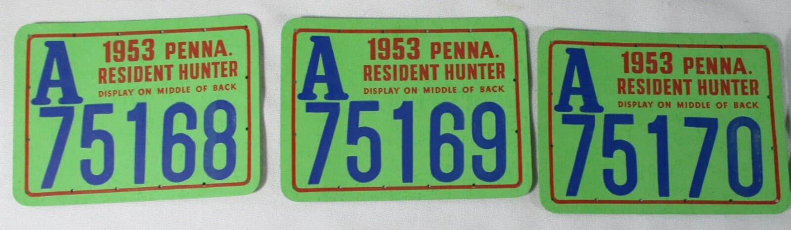 lot 17 1953 Pa Resident Hunting Licenses  Unissued Consecutive Numbers 6