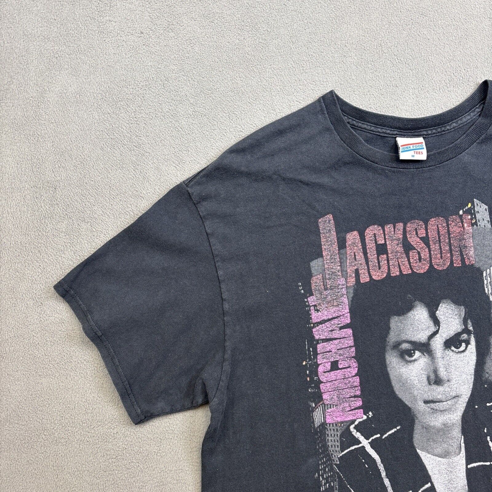 Junk Food Michael Jackson Bad Tour '88 Short Sleeve Top Gray Shirt Size M 4