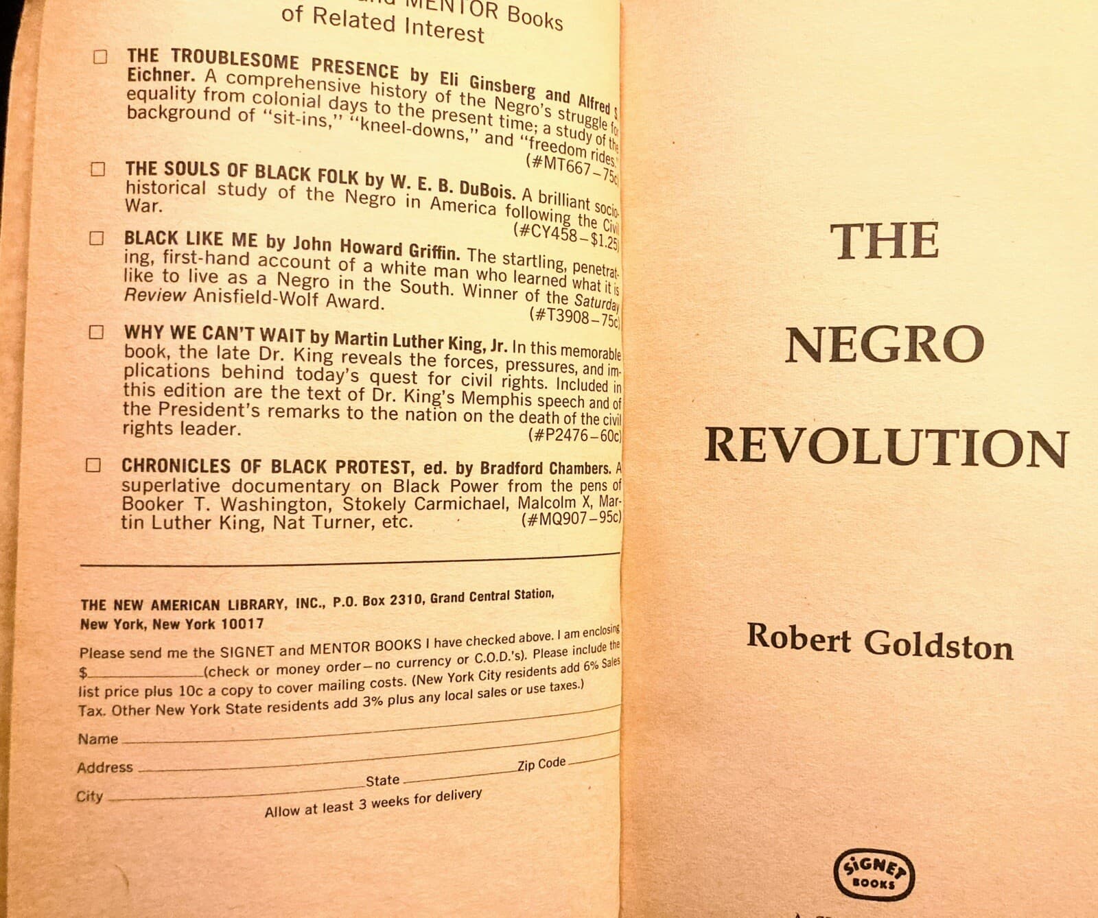 “The Negro Revolution” R.  Goldston, 1st Printing 1969. Mass Market Paperback. 2