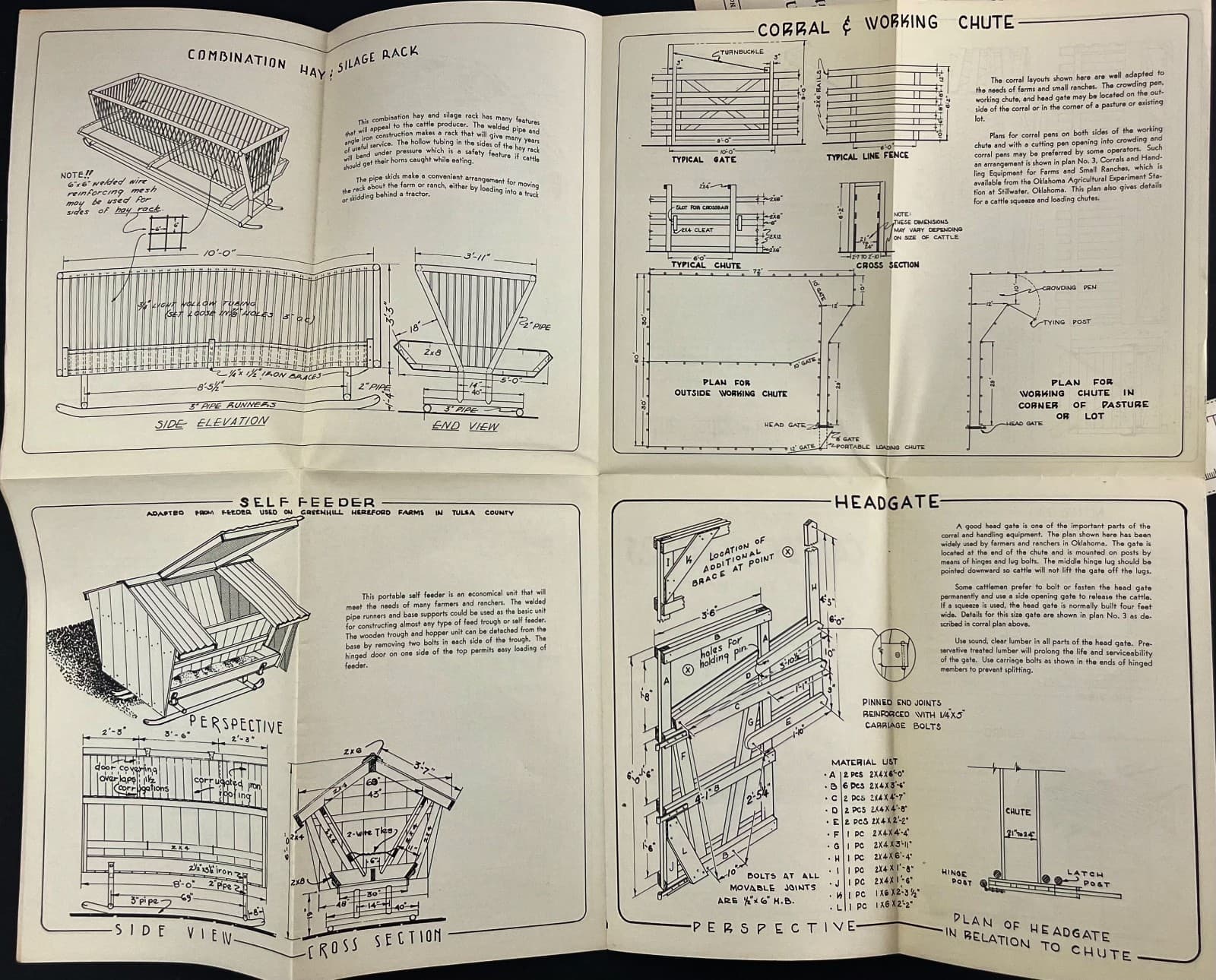1940s Cattle Feeders Plans Equipment Oklahoma A&M College VTG Diagrams Brochure 2