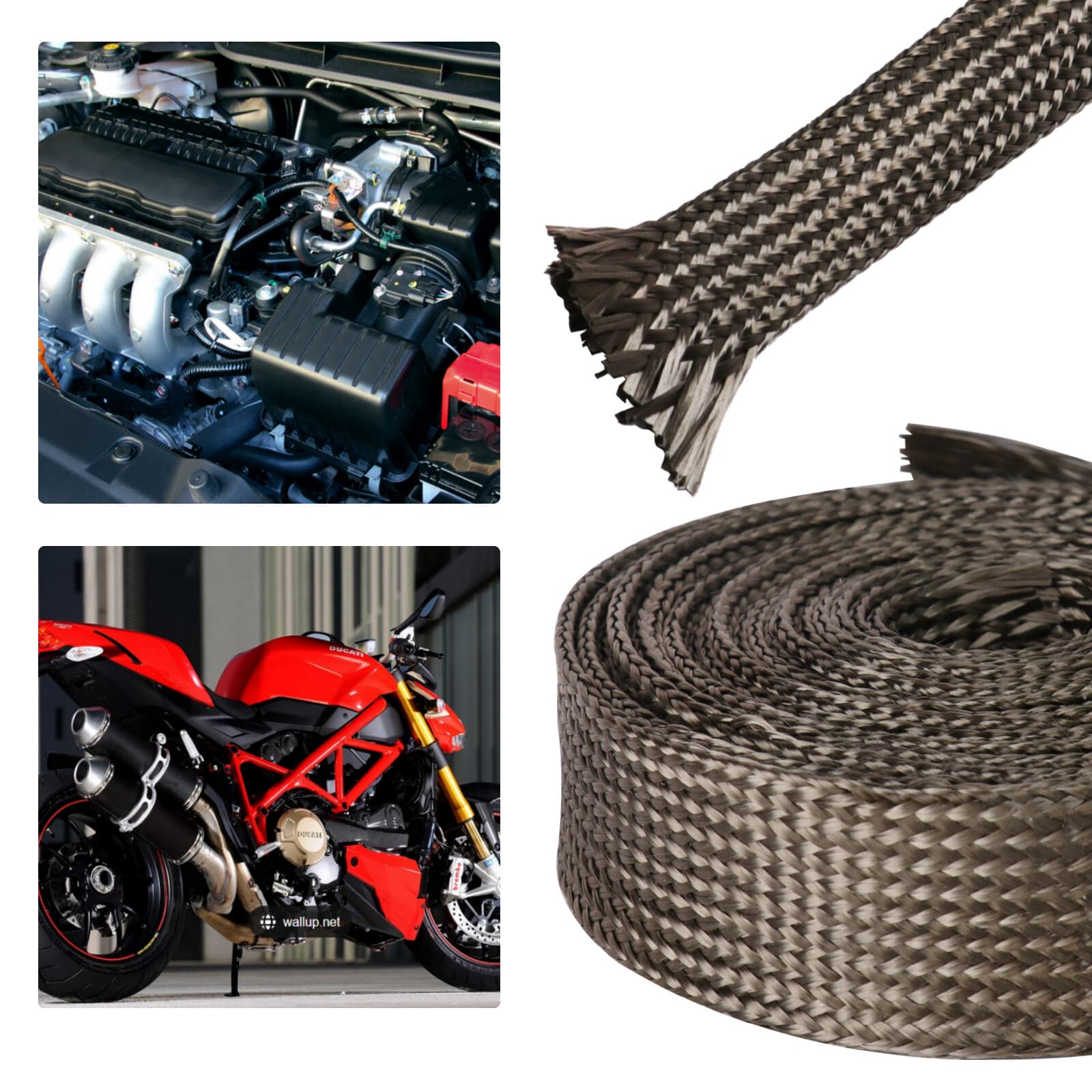 3/5" ID Titanium Heat Wrap Wire Shield Sleeve Adjustable Fuel Line Heat Shield 5