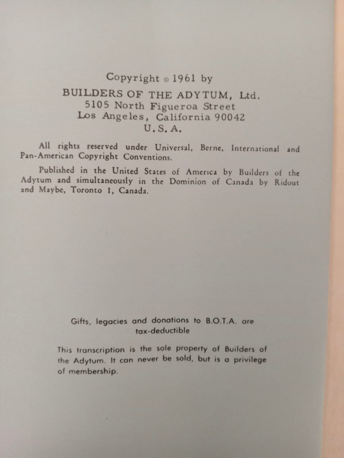 1961 Builders of The Adytum BOTA Introduction to Tarot  Lesson 11 Metaphysical 2