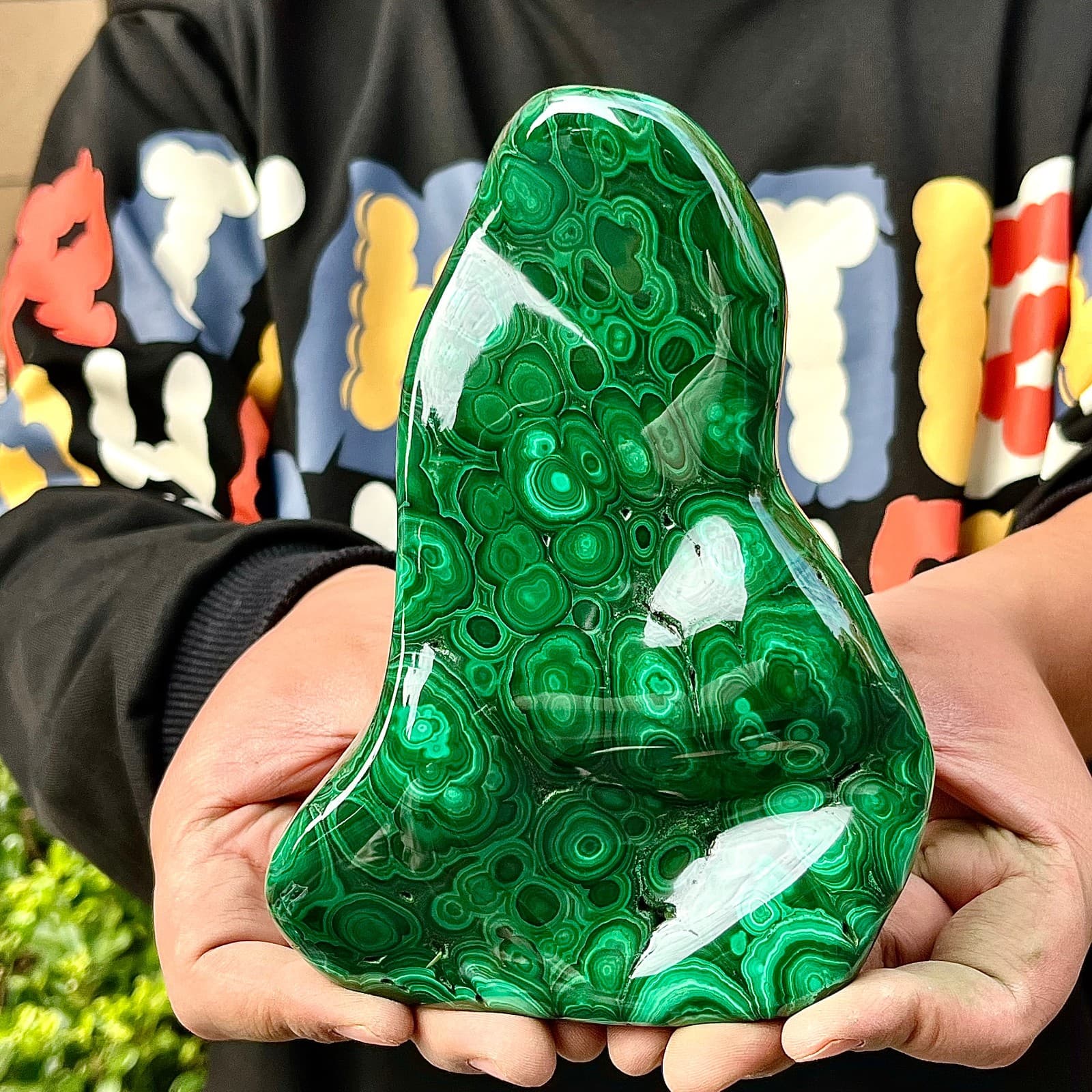 2.95LB Natural glossy Malachite transparent cluster rough mineral sample 5