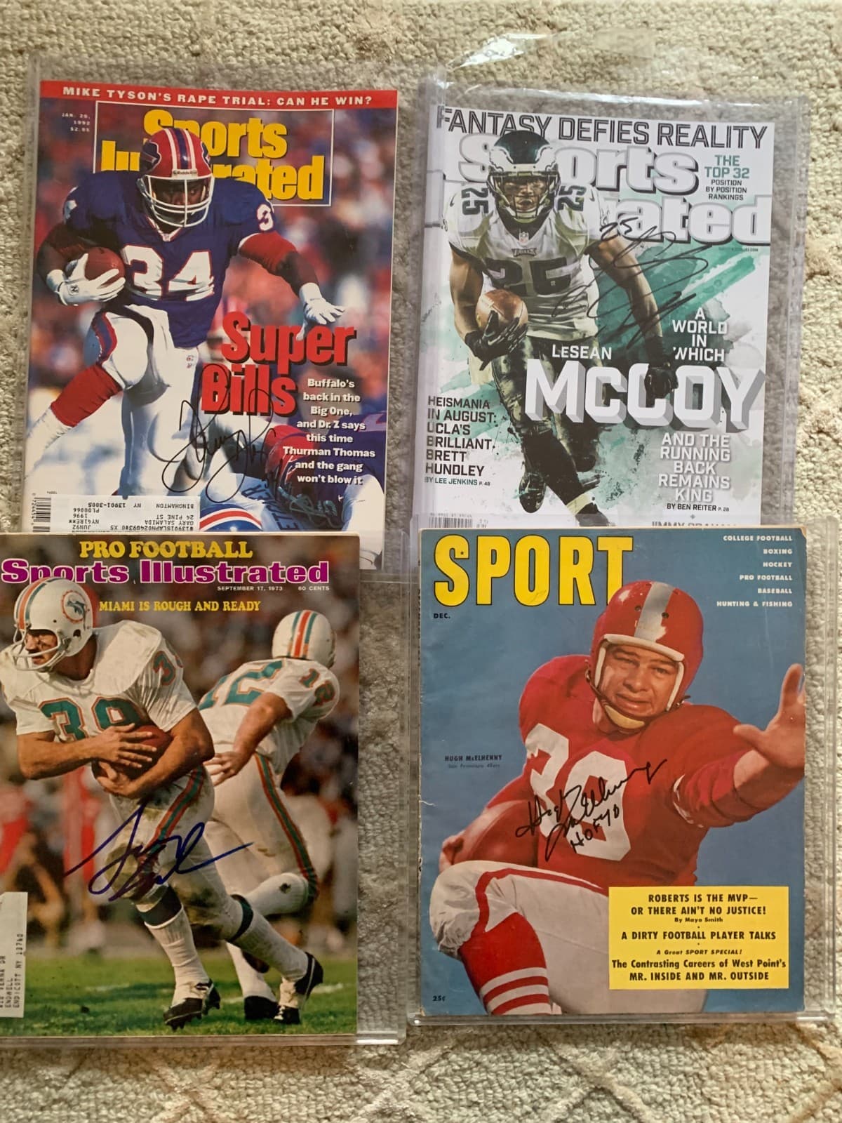 FOOTBALL HOF AUTO SIGNED Lot Thurman Thomas, Eric Dickerson, Csonka, McElhenny