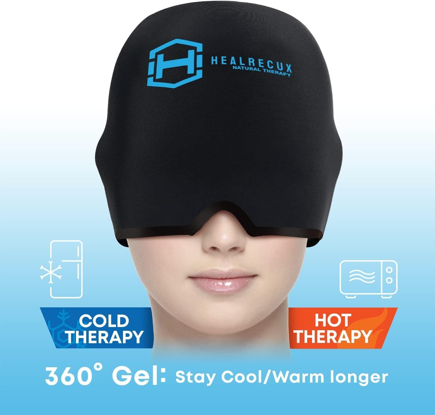 Migraine Relief Cap, Upgraded Odorless Gel Migraine Ice Head Wrap Cold & Hot The 2
