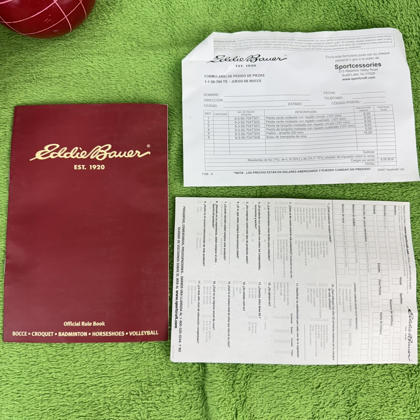 Vintage Eddie Bauer Bocce Ball Set Game w/Original Canvas Bag And Instructions 5