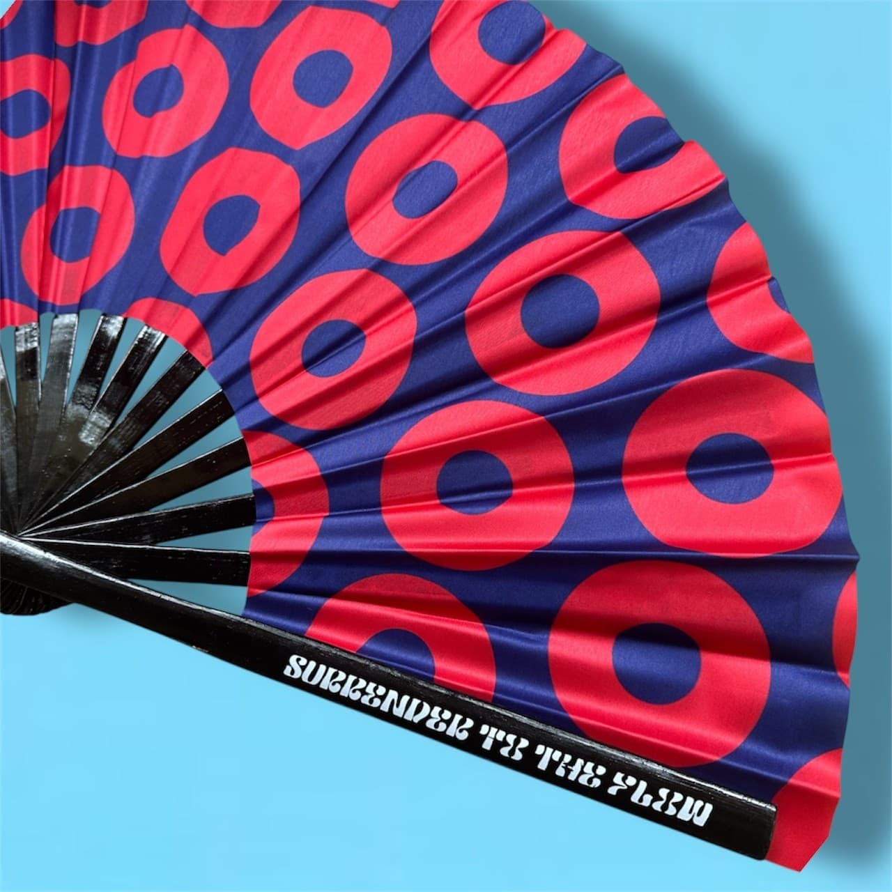 Donut Hand Fan Large - Blue Red 2