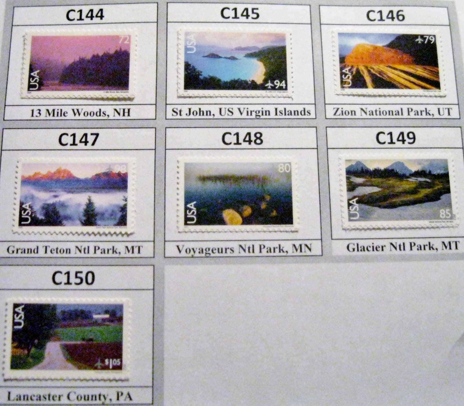 Scenic Landscapes National Parks Set 18 MNH Air Mail Stamps Scotts C133 to C150 3