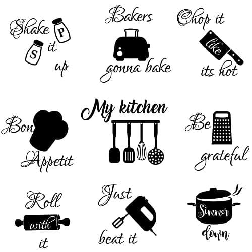  Kitchen Wall Stickers Kitchen Quotes Wall Decals with Funny Lettering Vinyl 