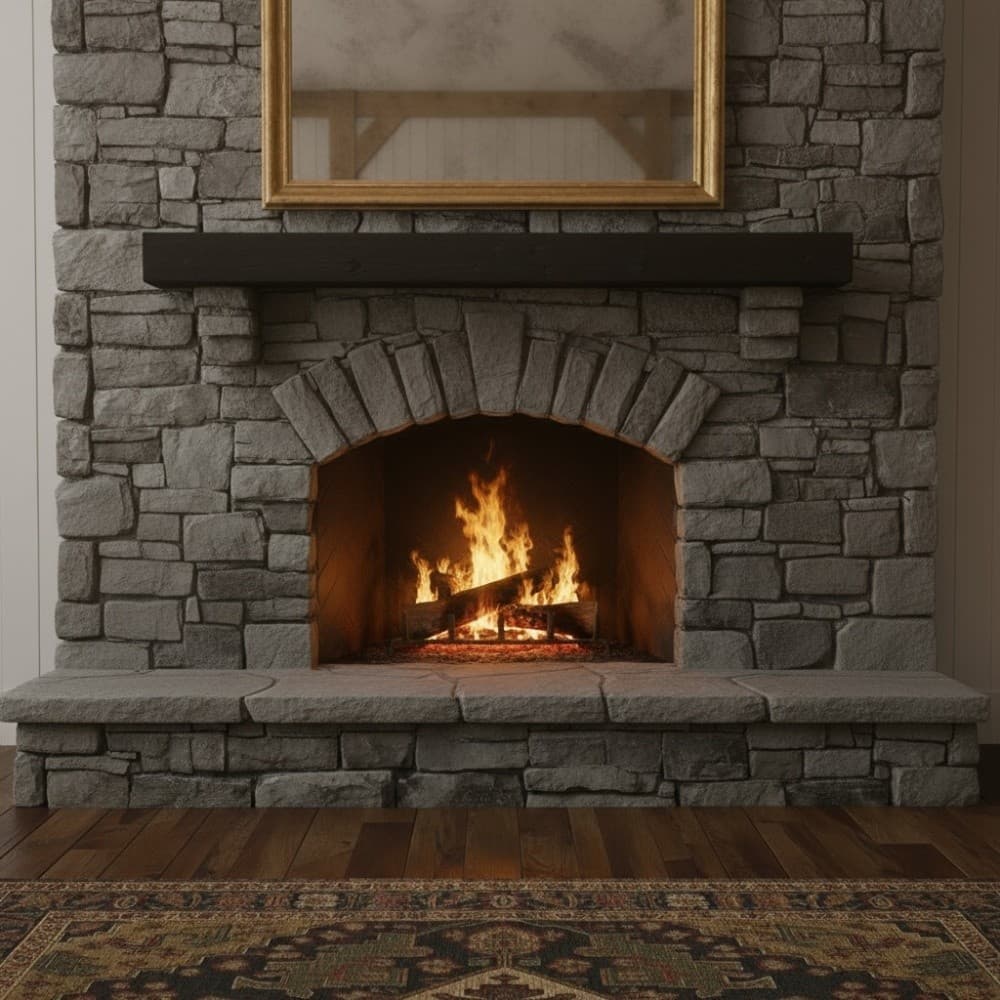 72'' Fireplace Mantel Fir Wood Wall-Mounted & Floating Shelf for Home Deco Black 4