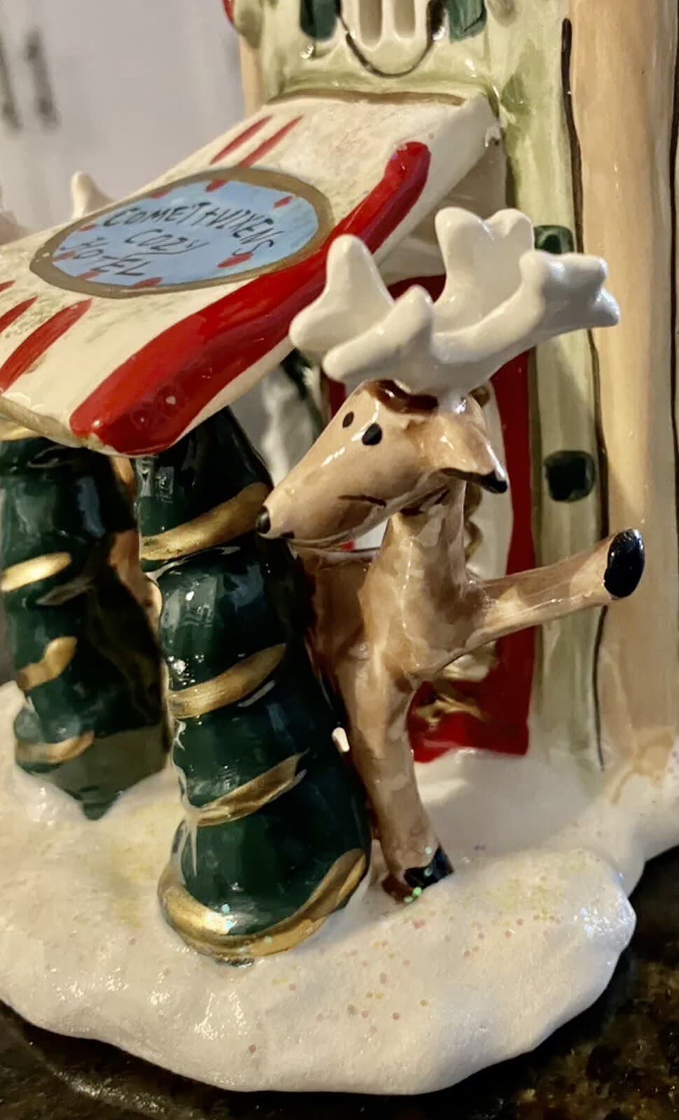 Blue Sky Clayworks Comet Vixen Cozy Hotel Tea Light Candle House Christmas NWT 2