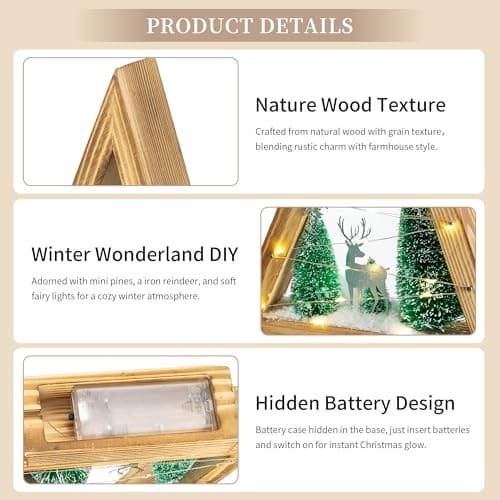  Wooden Christmas Tree Decor: Tabletop Christmas Decorations with Lights for  5