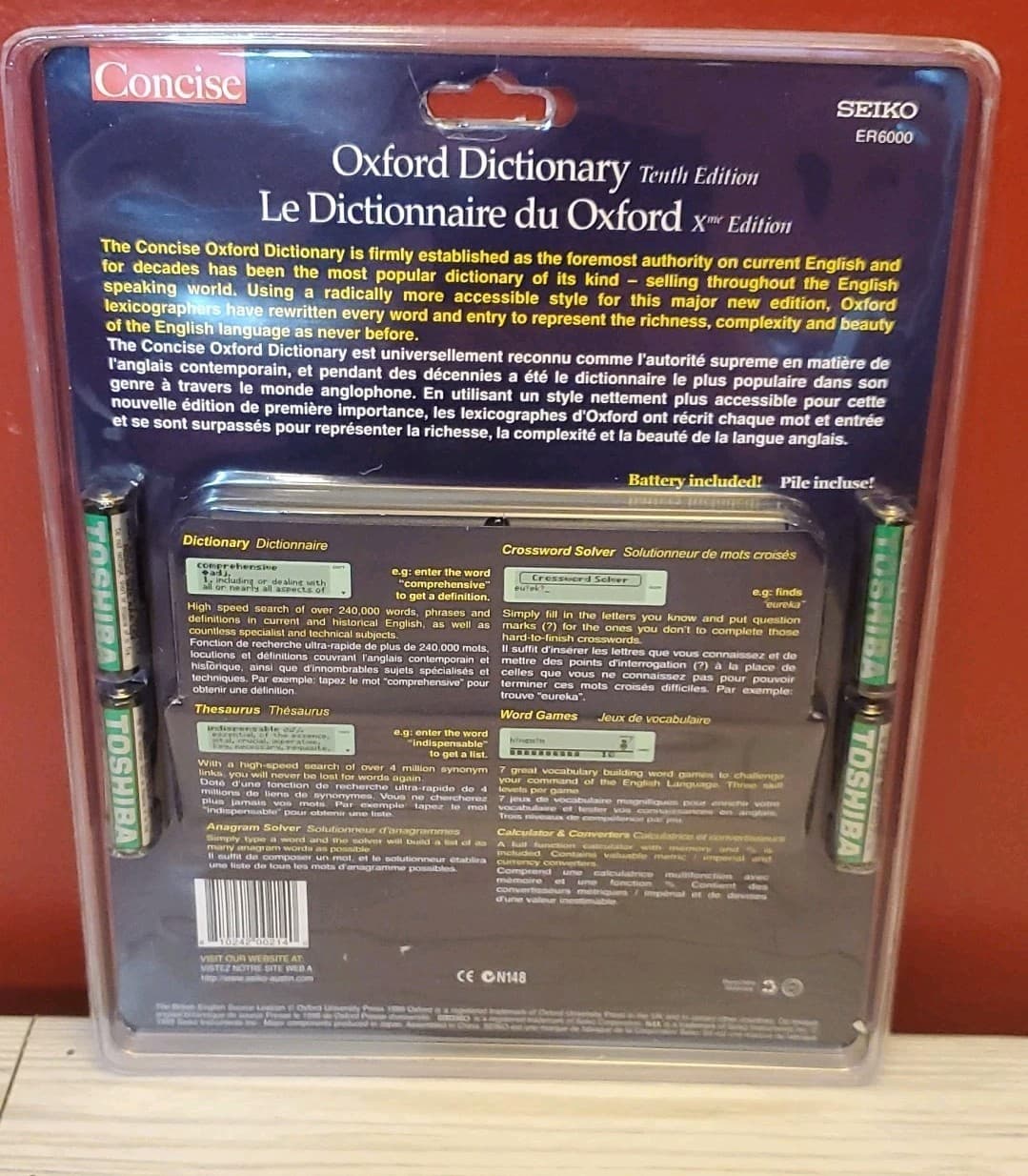 1999 Seiko Consise Oxford Dictionary Thesaurus & Spellchecker Model ER6000 NEW 5