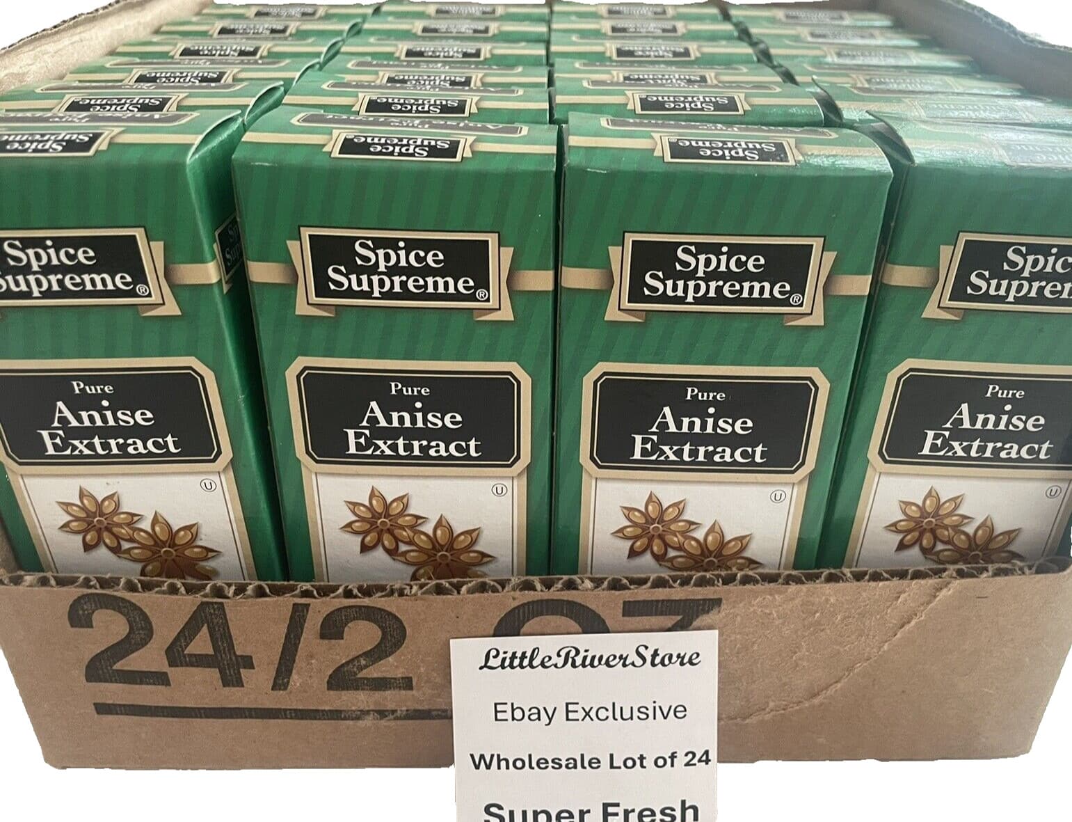 Lot of 24 Spice Supreme Pure Anise Flavor Extract 2 oz Super Fresh USA md   2027 3