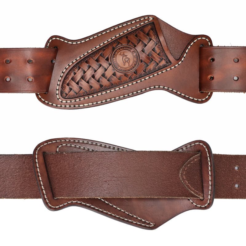 TOURBON Leather Engraved Fixed Blade Knife Sheath Belt Pouch EDC Knives Case 4