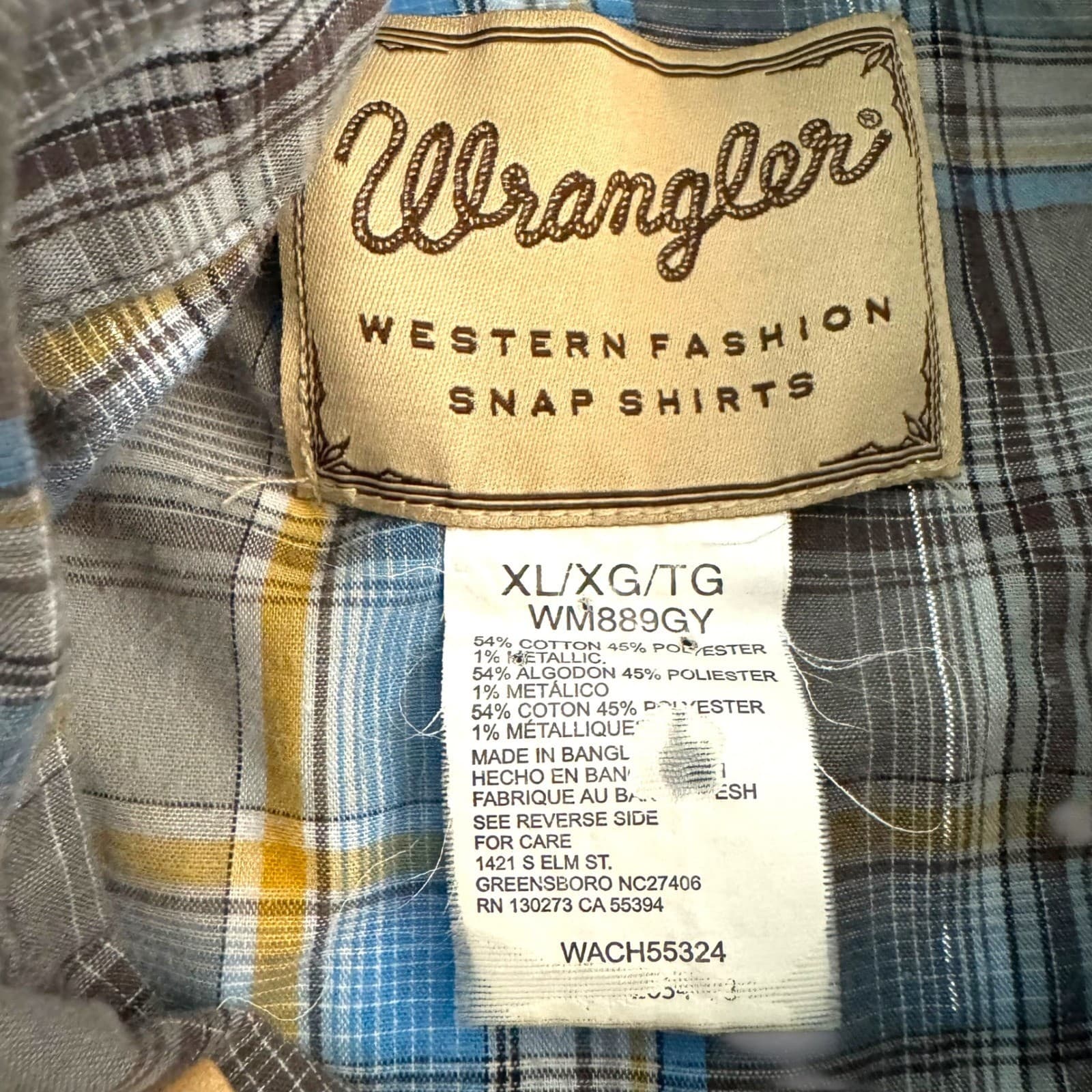 Wrangler Mens Western Fashion Plaid Long Sleeve Pearl Snap Shirt Men's XL 6