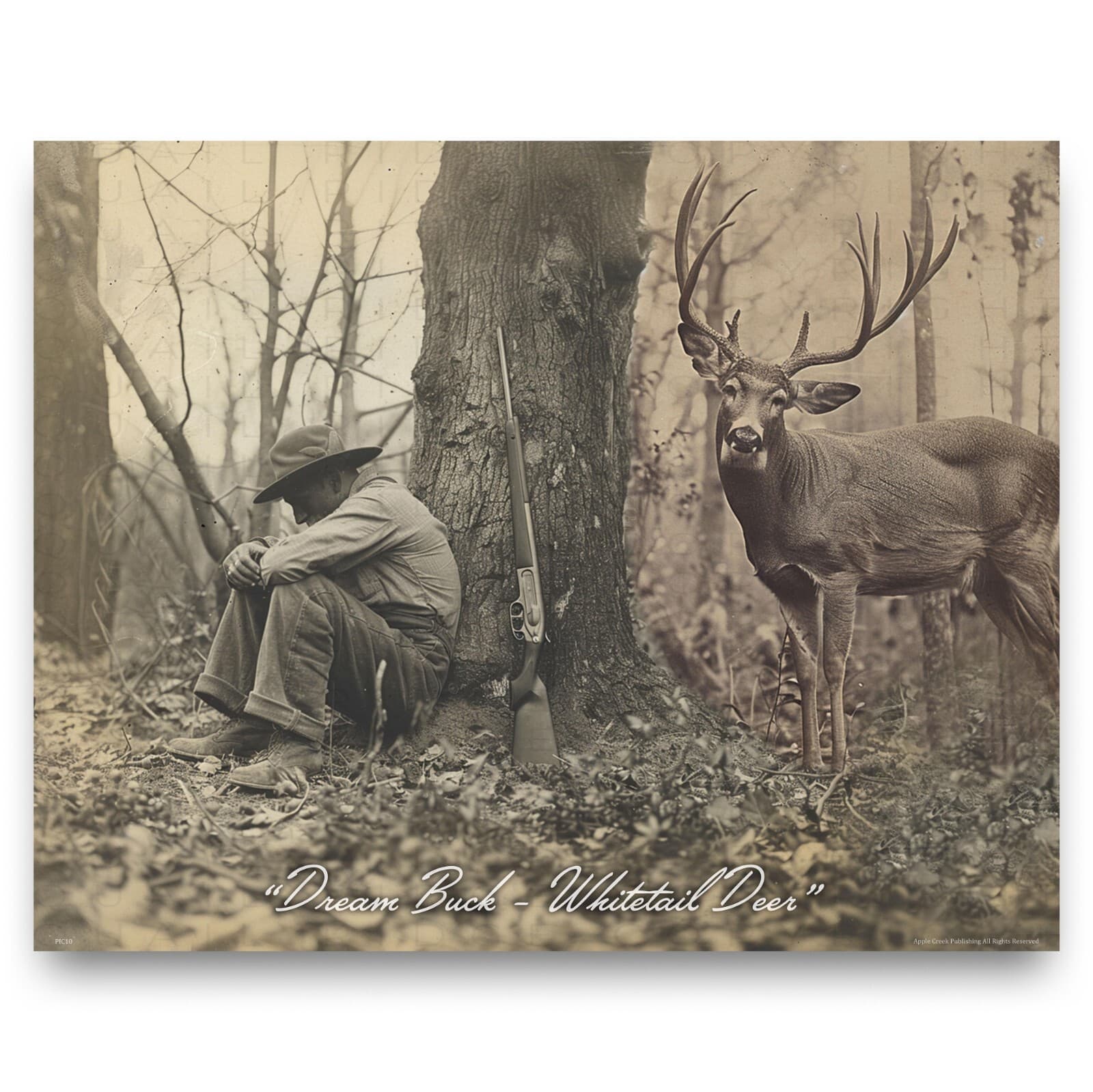 Dream Buck Whitetail Deer Art Print Bow Hunting Fishing Cabin Wall Decor Gift 2