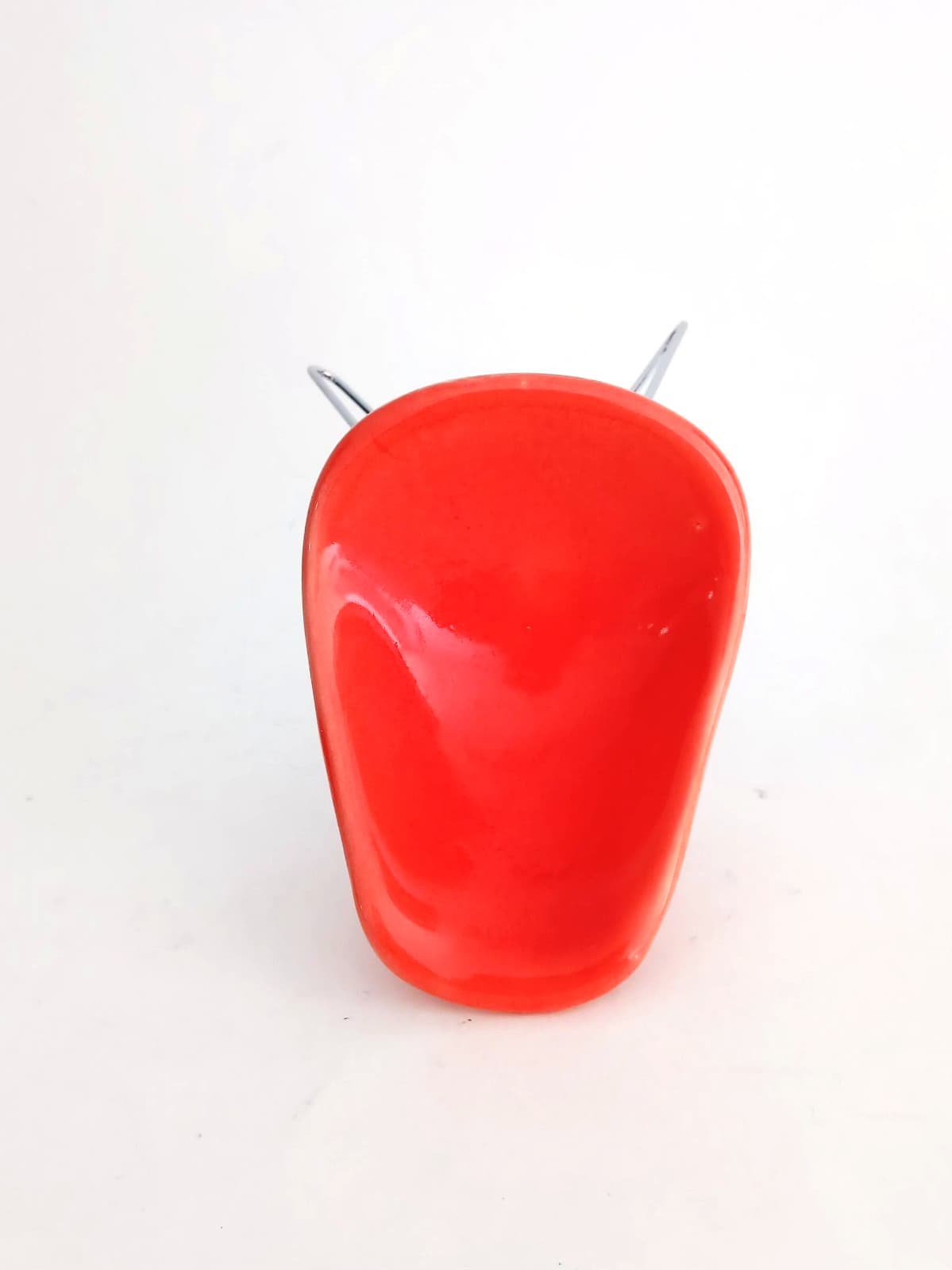 MCM Miniature Eames Herman Miller Style Doll Chair Orange Red Chrome 5" x 3 1/4" 5