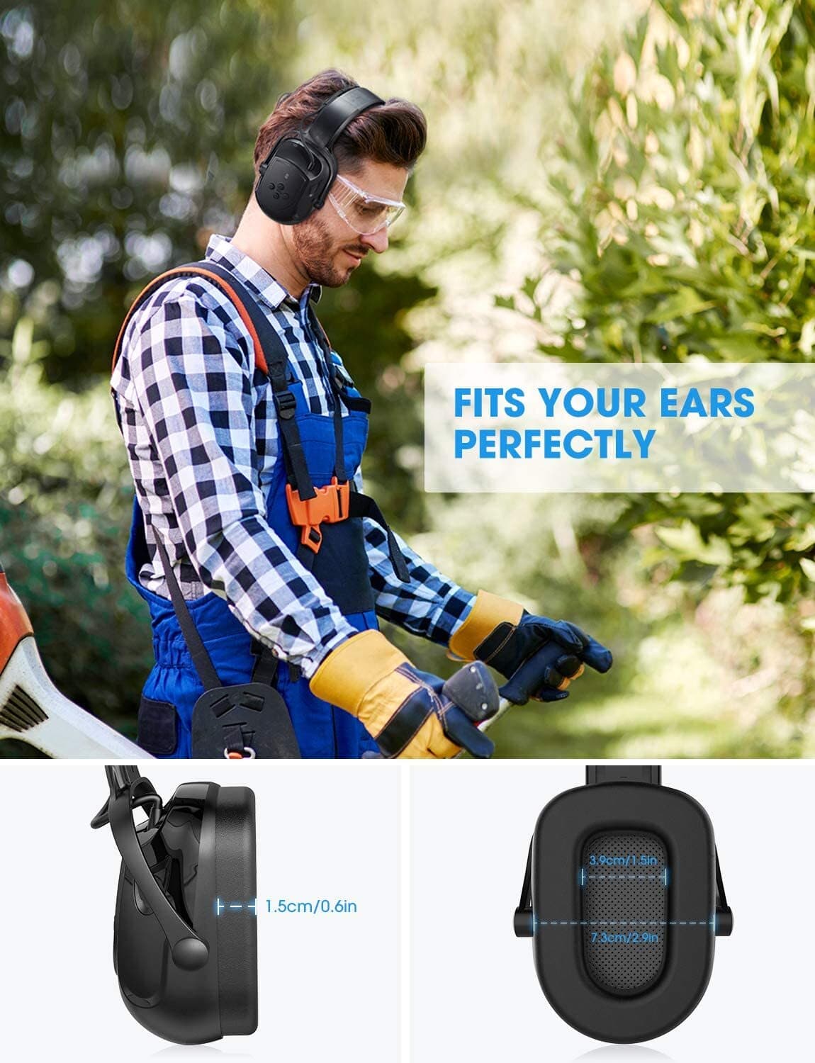 Mpow Bluetooth Noise Reduction Ear Muffs NRR29dB Hearing Protection Headphones 5