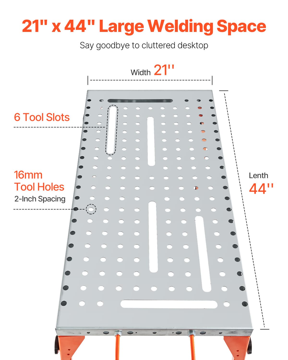 Welding Table 44" x 21" 500LBS Folding Workbench with 4-Level Adjustable Height 4