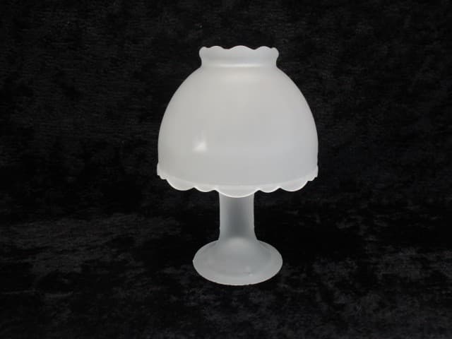 Frosted Glass Fairy Light Candle Votive Holder Scalloped Edges Made Taiwan LN EC 3