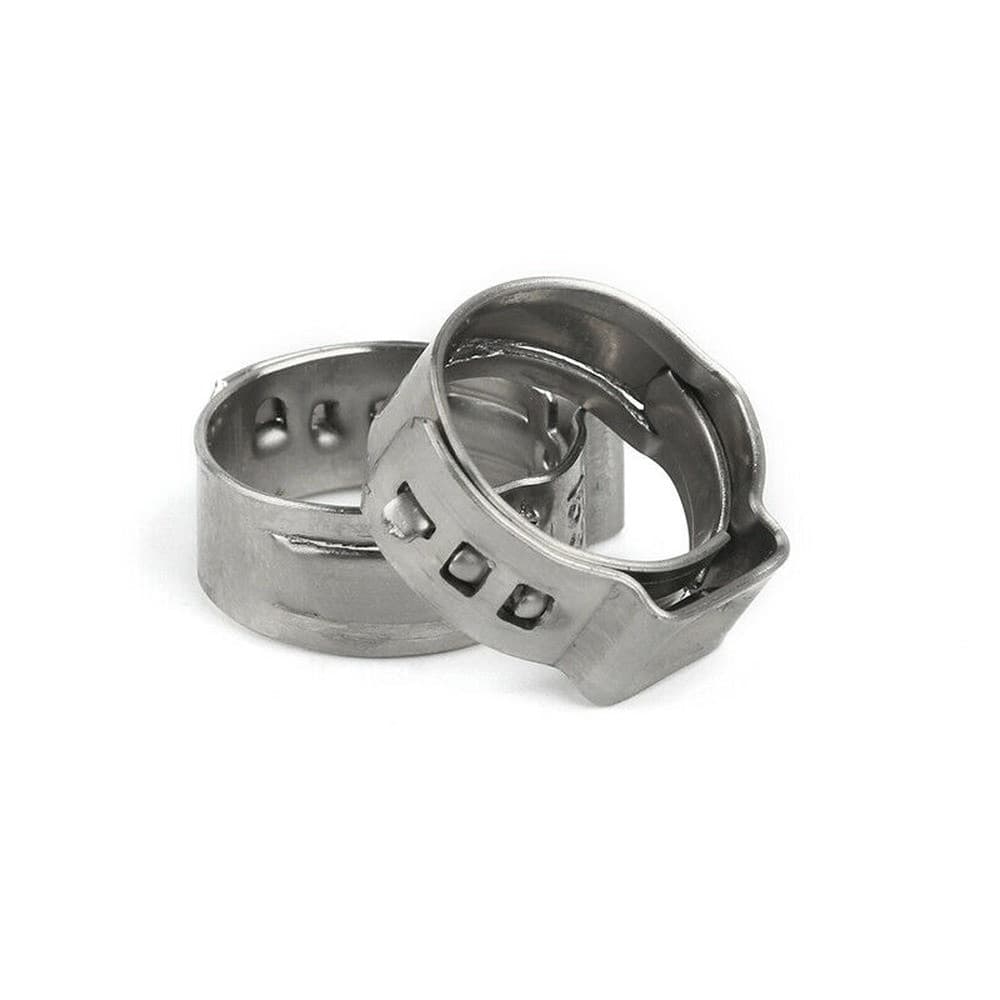 100pcs Assorted Hose Clamps Stainless Steel Ear Cinch Rings Crimp Pinch Kit 6