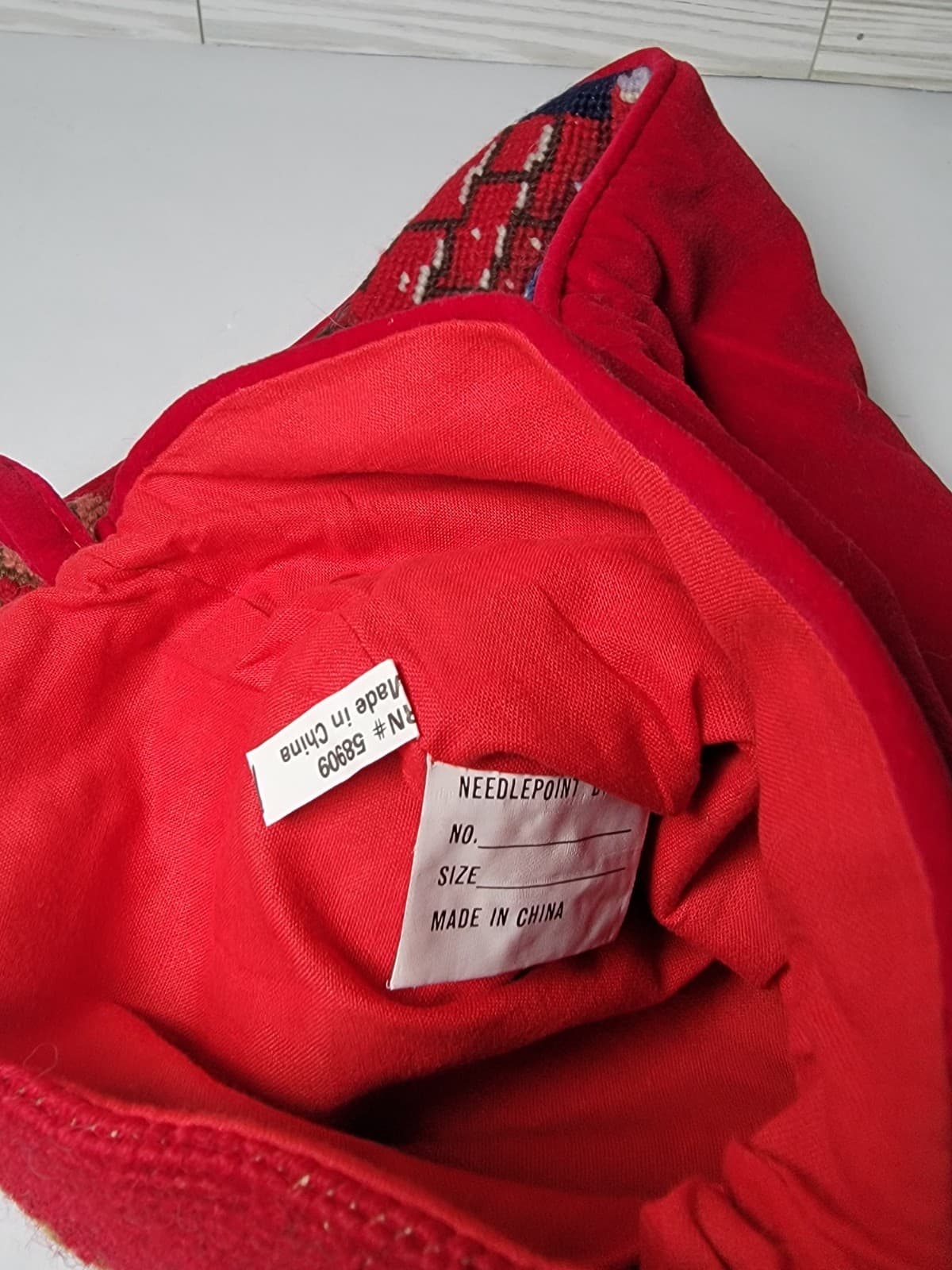 Christmas Stocking Needlepoint Santa Claus Completed 18" Multicolor Unbranded 3