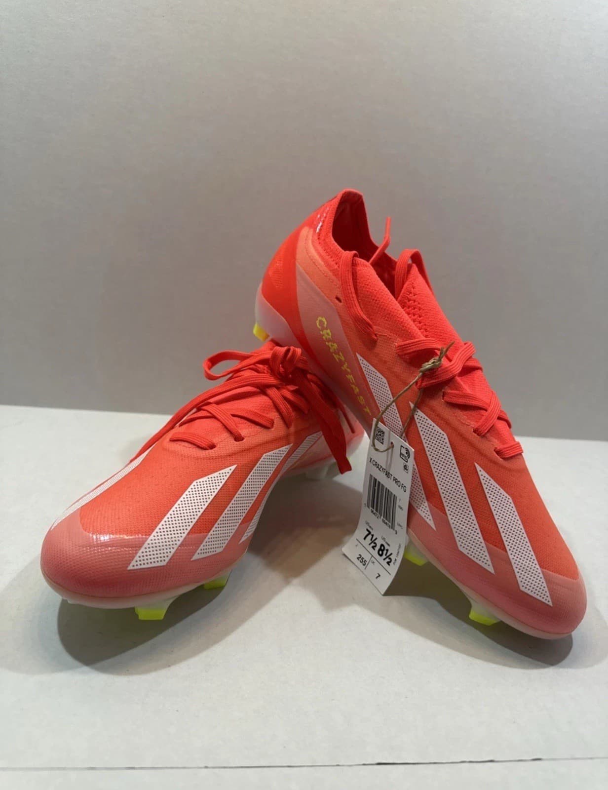 Adidas Mens 7.5 X CrazyFast Pro Firm Ground Cleats Solar Red/Yellow IG0600. 2