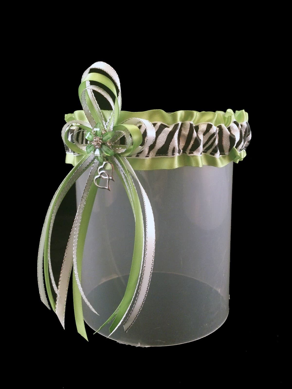 Bling! Apple Green ZEBRA Glitter GARTER Prom Wedding Formal Bridal Exotic Dancer 5