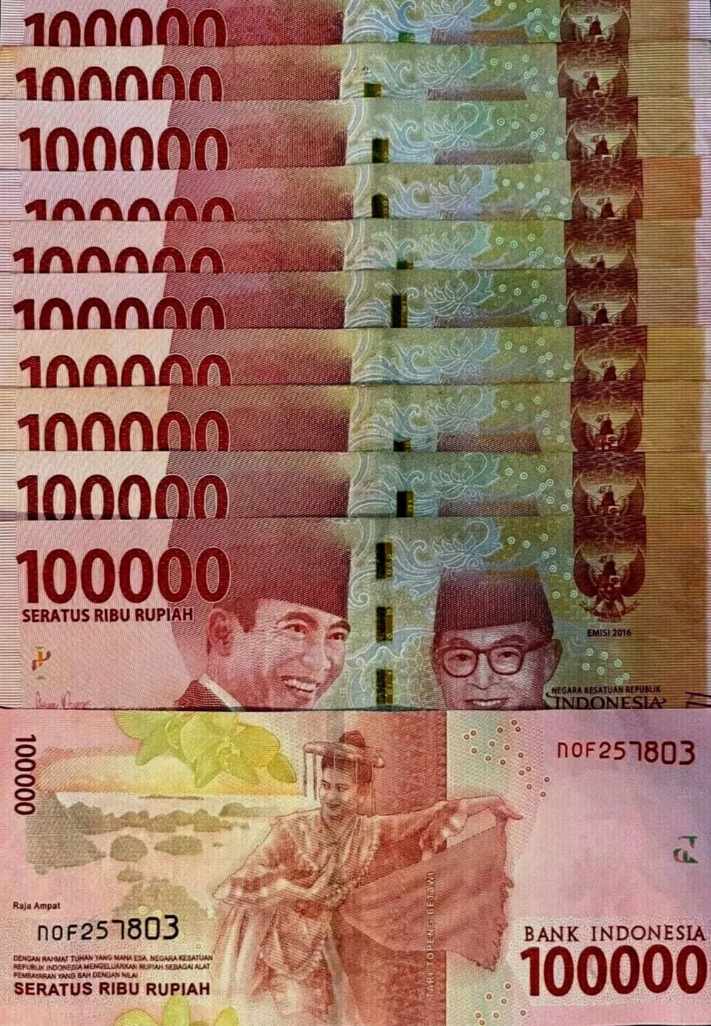 One 1 MILLION INDONESIA RUPIAH 10x 100,000 Guaranteed AUTHENTIC Verified 1000000