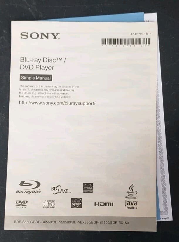 Sony Blu-Ray DVD Player BDP-S3500 Wi-Fi w/ Remote, HDMI & Power Adapter TESTED 4