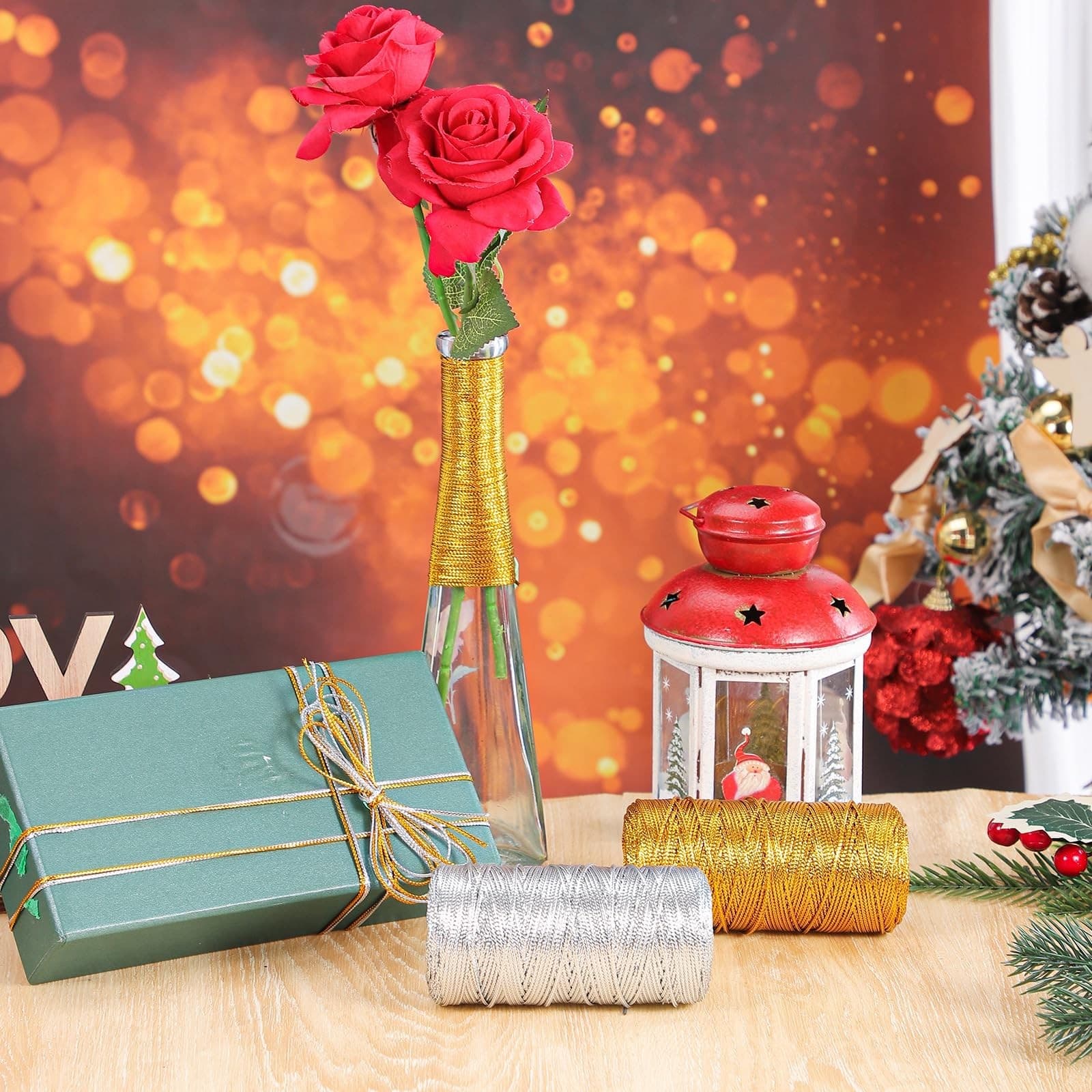 656 Feet/218 Yards Metallic Cord Gold Twine, 1.5 mm Gold Thread String for Br... 6