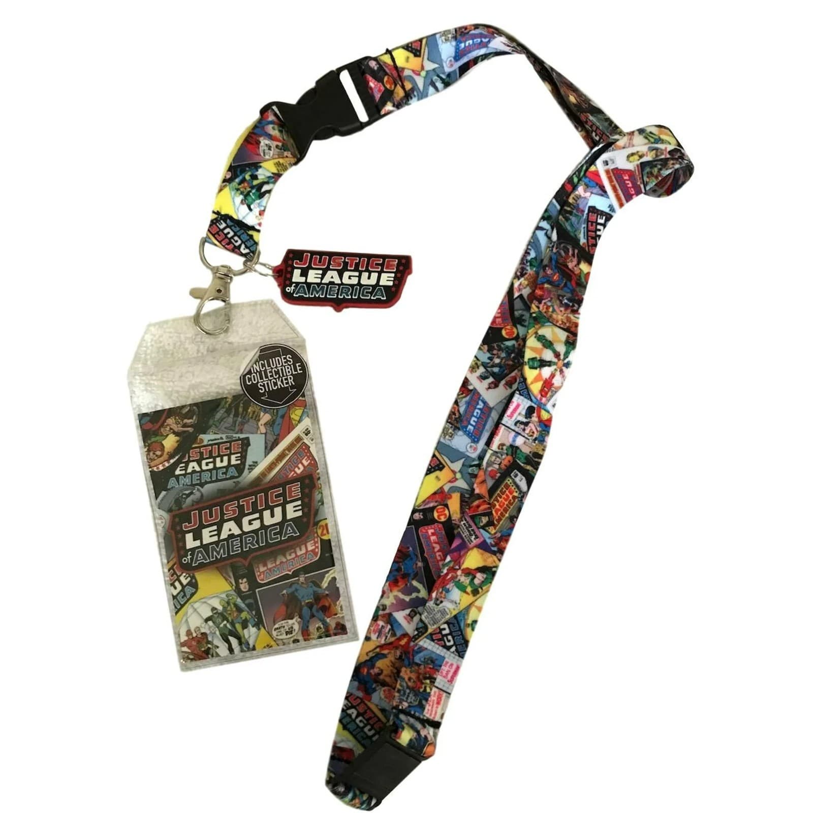 Justice League Lanyard Keychain With ID Badge Holder and Collectible Sticker