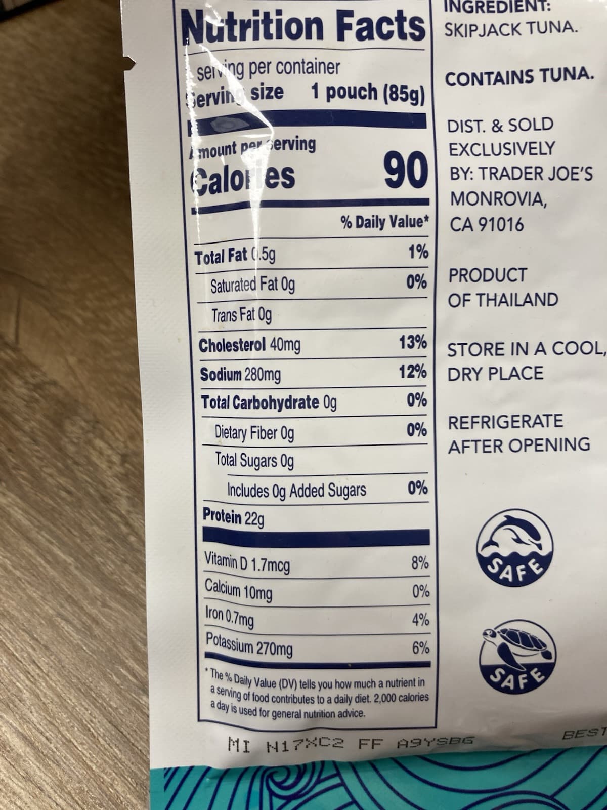 12-Count Pouches TRADER JOE'S Wild Skipjack Safe Catch Tuna Case 3 Oz 22 Protein 5