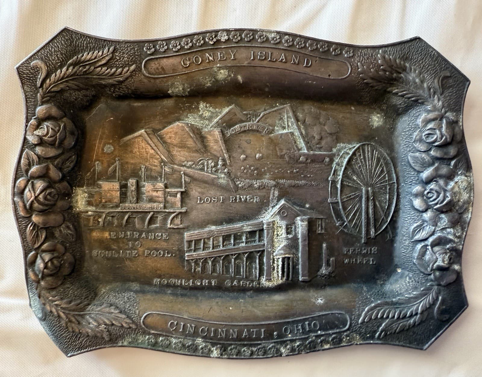 Vintage Coney Island Amusement Park Cincinnati Ohio Souvenir Prize Tray Japan