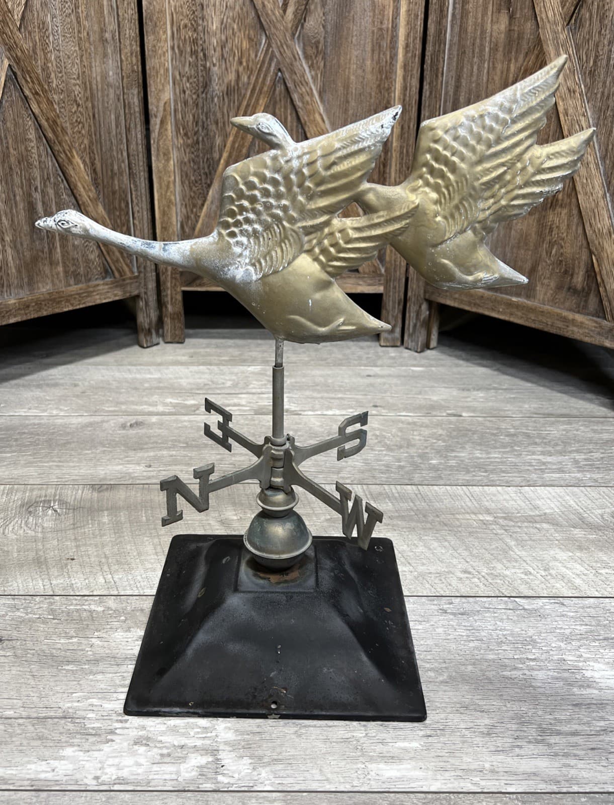 Antique Copper Brass Patina Flying Geese Weathervane Garden Tabletop Decor