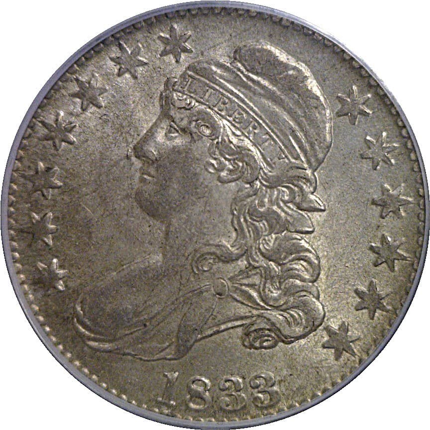 1833 Capped Bust Half Dollar PCGS AU-58 CAC 2