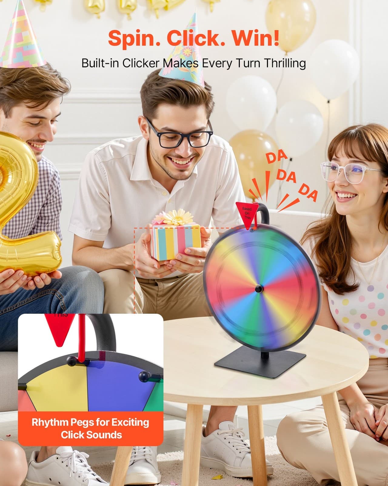 VEVOR 12 in Spinning Prize Wheel,12 Slots Spinning Wheel with Stand,Tabletop Win