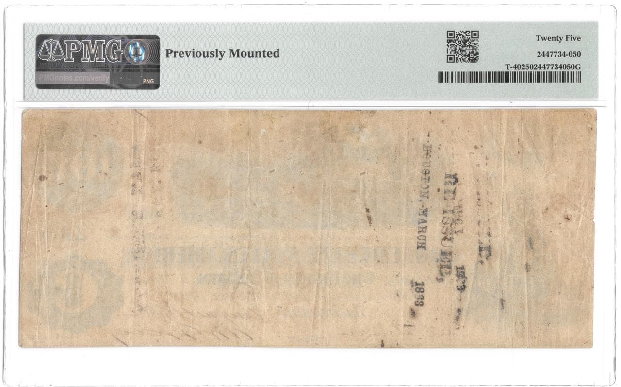 RARE Trans Miss MS Reissued Houston TX T-40 1862 $100 Confederate Train PMG VF25 3