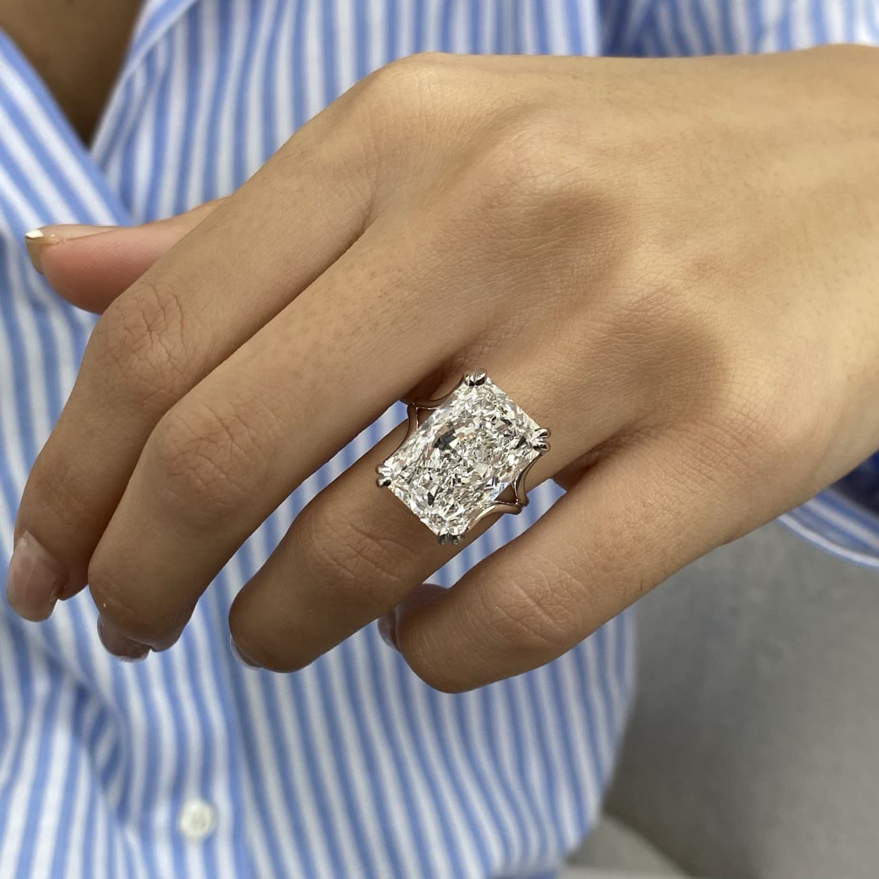 Diamond Bridal Ring Radiant VS1 E IGI Certified 10.1CT Labcreated 18K White Gold 3